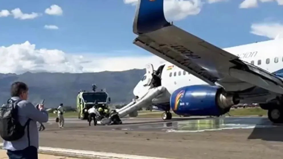 El Boeing 737 de Boa que sufrió el accidente en Cochabamba, el pasado 27 de enero. Foto: RRSS