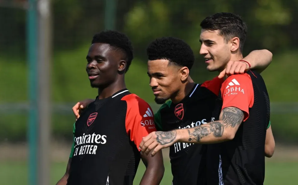 Jugadores del conjunto inglés en pleno trabajo previo a la Champions. Foto: Arsenal.