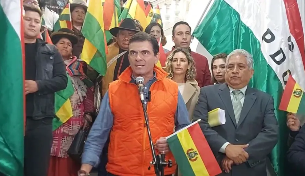 Rodrigo Paz, cuando fue proclamado por el PDC