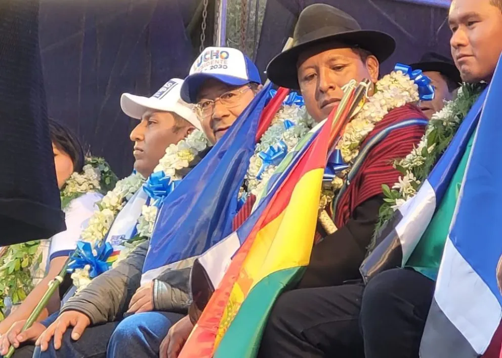 El presidente Arce, durante el acto de proclamación en la plaza Villarroel. Foto: Gentileza