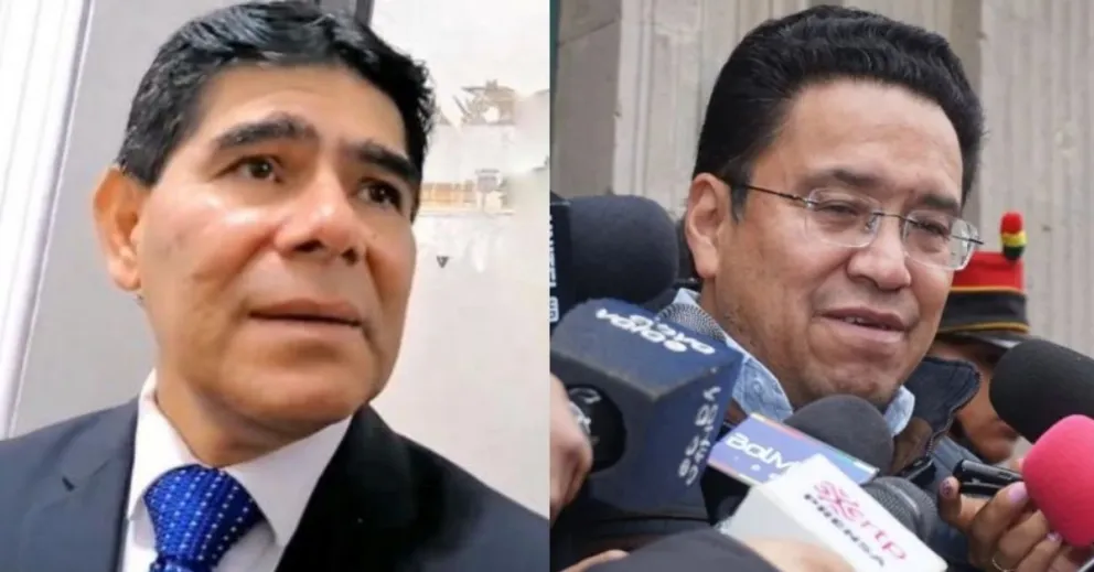 Jorge Pérez, abogado de Evo Morales, y César Siles, ministro de Justicia. Foto: Composición