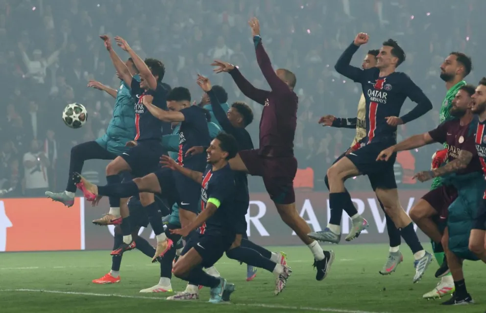 La celebración de los jugadores del PSG por la clasificación a la final. Foto: EFE