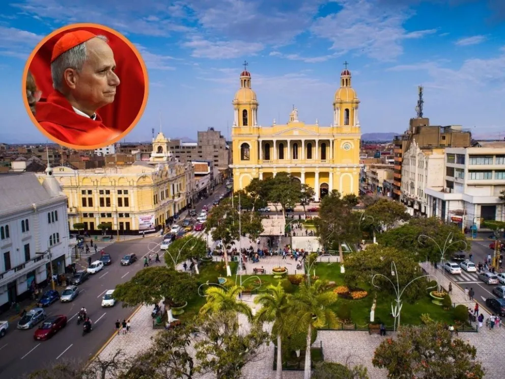 Vista aérea de la catedral y plaza principal de Chiclayo. FOTO: Urbania.pe