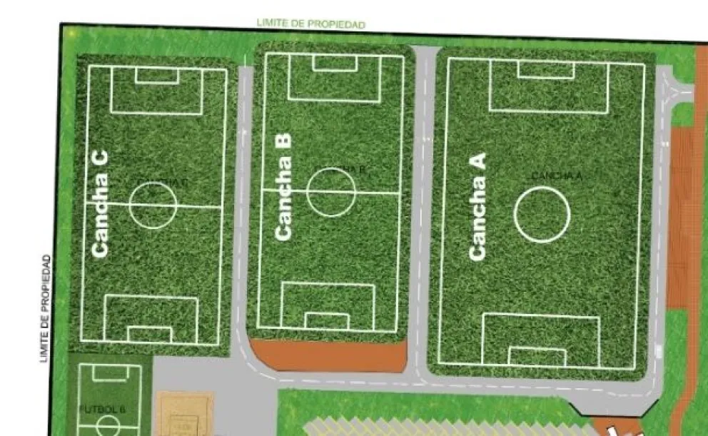 El primer plano de la Casa de La Verde presentado en 2019 contemplaba tres canchas. Foto: FBF. 