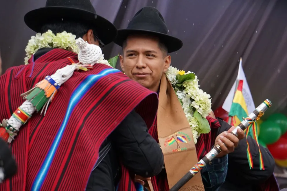 Andrónico Rodríguez durante su proclamación, en El Alto. Foto: APG.