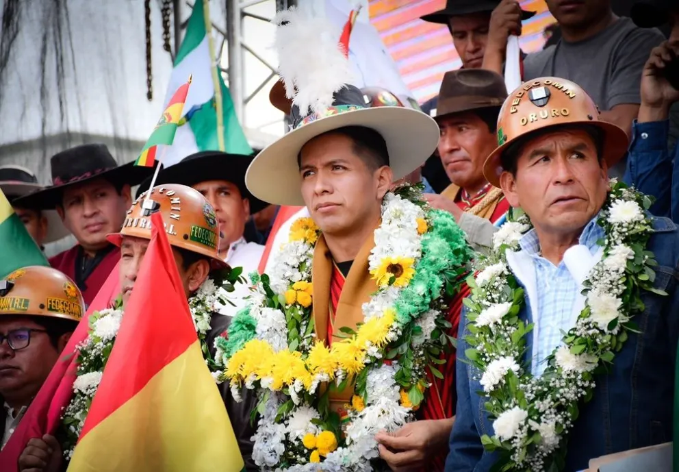 El senador Andrónico Rodríguez, en una de las proclamaciones para su candidatura a presidente. Foto: Andrónico Rodríguez