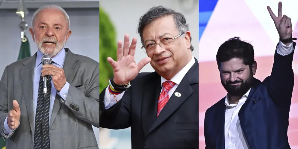 Los jefes de Estado de Brasil, Luiz Inácio Lula da Silva (i); de Colombia, Gustavo Petro (c), y de Chile, Gabriel Boric. Foto: EFE