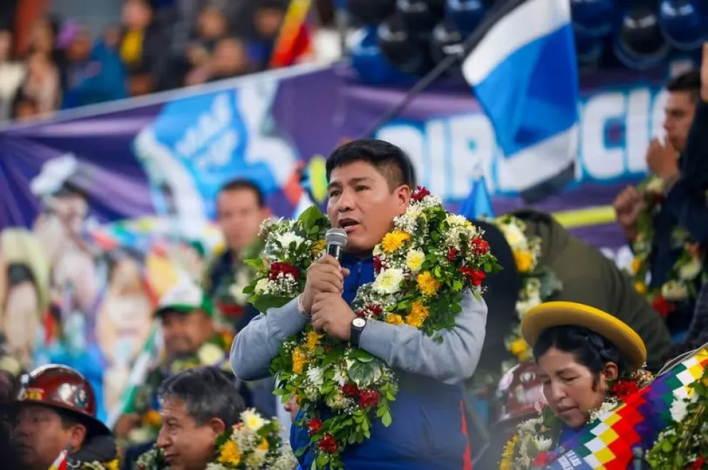 Grover García, jefe del MAS, en la imagen que subió a las redes con el comunicado.