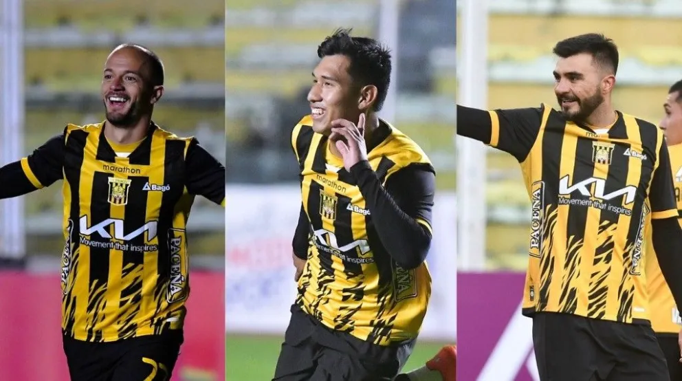 Godoy (izq.), Chura y Triverio, goleadores del Tigre en lo que va de la campaña 2025. Fotos. APG.