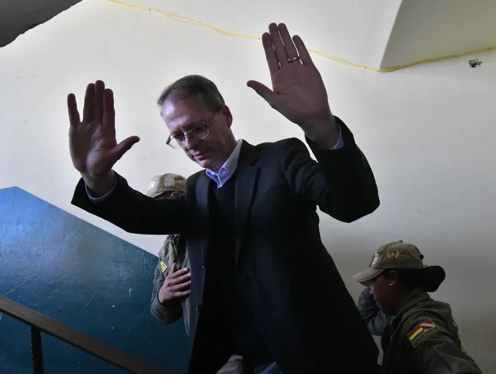 Jaime Dunn cuando fue citado a declarar por el caso "golpe fallido" de 2024. Foto: APG