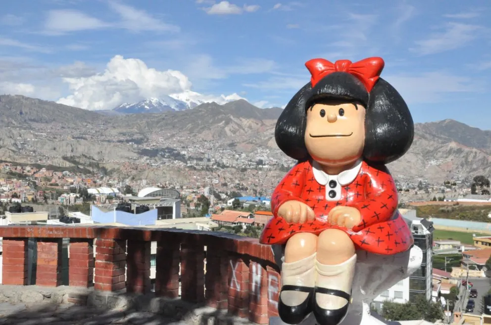 Una figura de Mafalda en La Paz. Foto: Embajada de Argentina 
