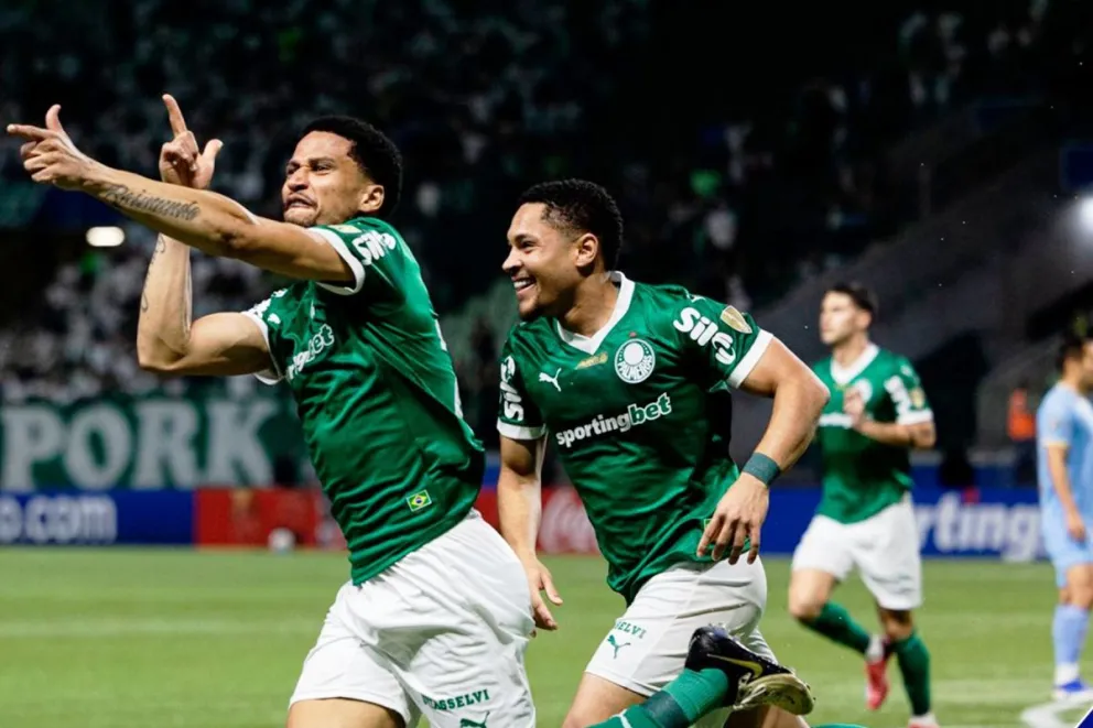 Murilo celebra el primer gol de la noche para el Palmeiras. Foto: Verdao 11