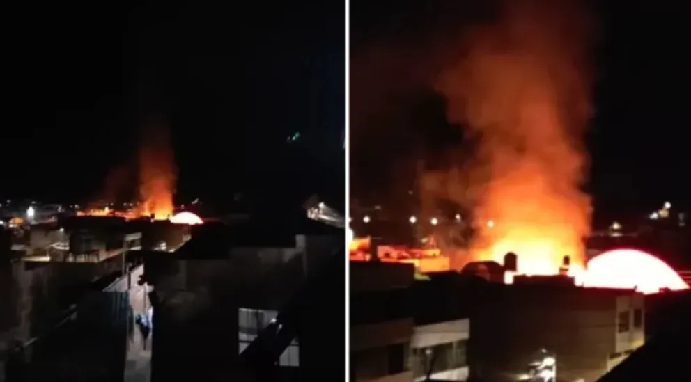 La explosión de GLP en el lado peruano del Desaguadero. Foto: Captura de video