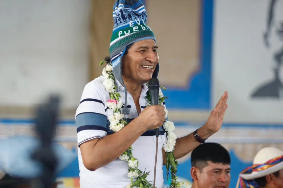 Evo Morales, en un discurso en una actividad. Foto: RRSS del exmandatario 