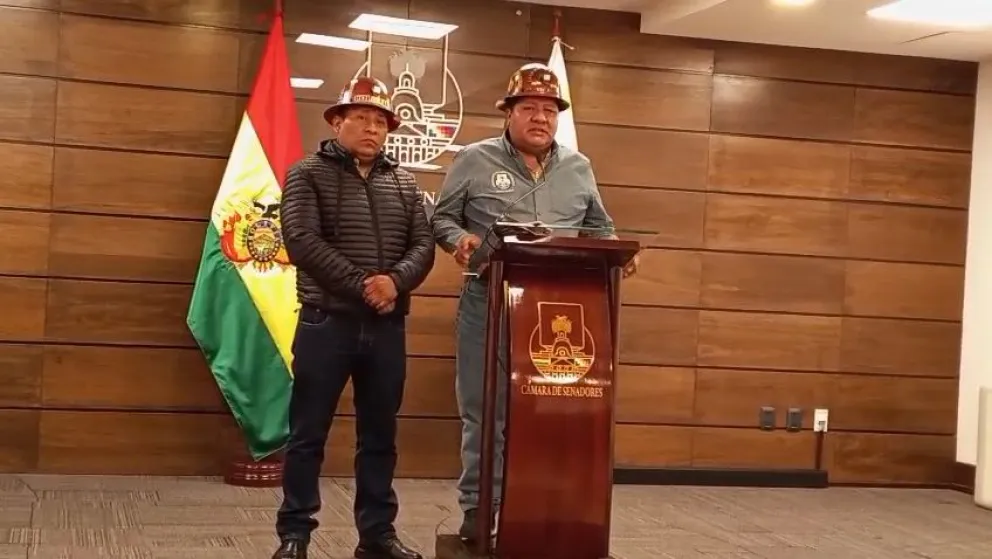 Conferencia de prensa de los mineros cooperativistas androniquistas. FOTO: Captura de video