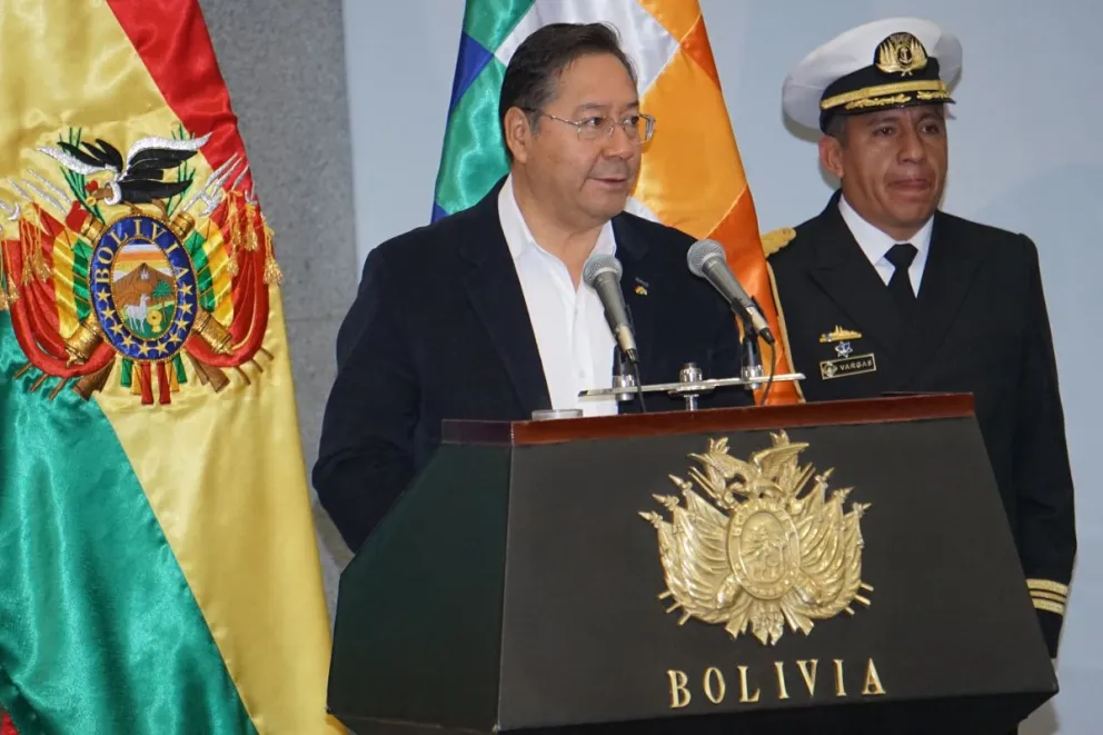 Luis Arce este martes en la Casa Grande del Pueblo. Foto: APG