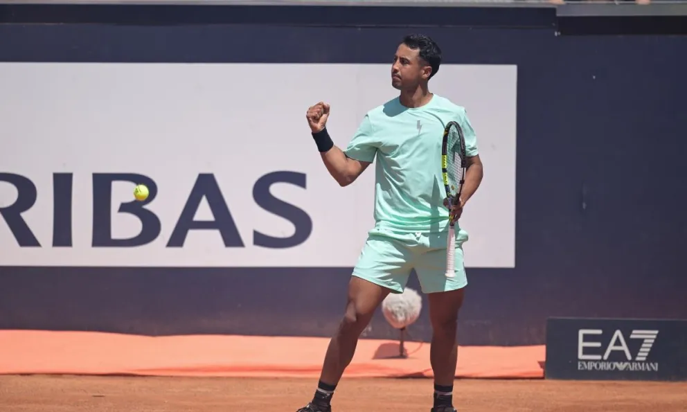Dellien festeja durante un partido anterior. Foto: Peter Staples / ATP Tour.