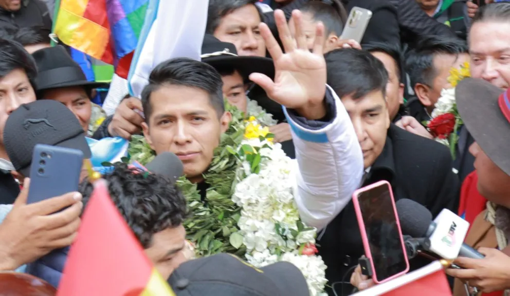 Andrónico Rodríguez, el lunes en La Paz, durante la inscripción de su candidatura. Foto: APG