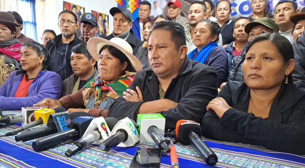 La conferencia de prensa de los representantes del MAS. Foto: Visión 360