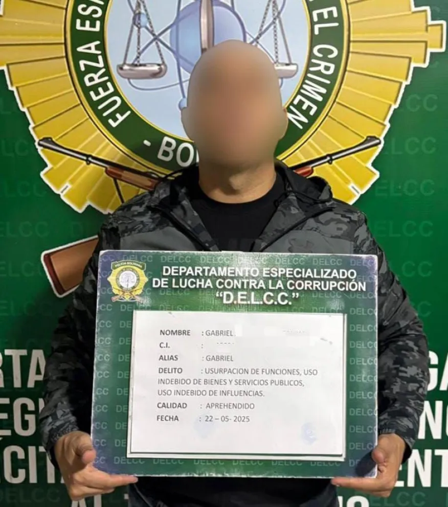 El oficial detenido. FOTO: Fiscalía Departamental de Santa Cruz