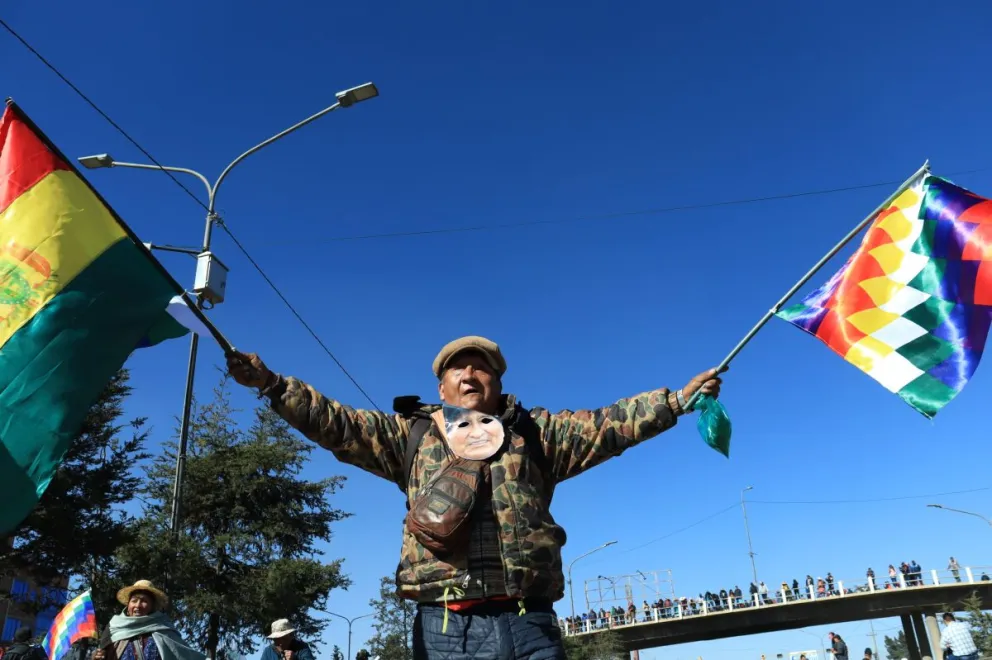 Un seguidor de Morales en la marcha del 16 de mayo. FOTO: APG