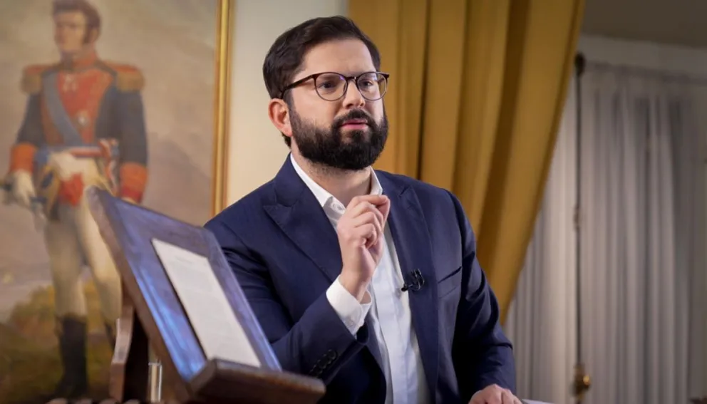 El mandatario chileno durante su alocución este jueves, en el palacio de La Moneda. Foto: EFE