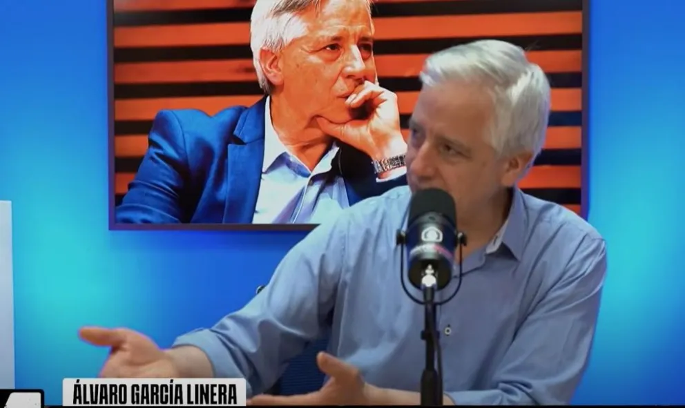 García Linera en una captura del video de la entrevista en Argentina.