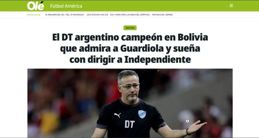 La portada de la nota que le hizo Olé a Robatto.