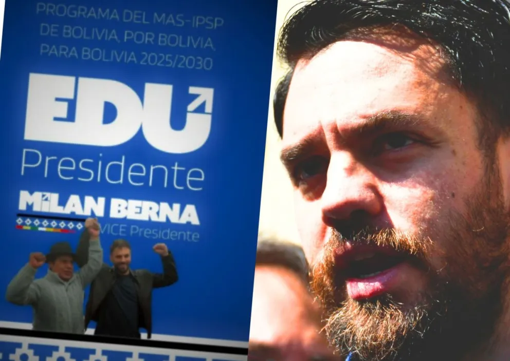 La portada del programa del MAS y Eduardo Del Castillo. Fotos: plan del MAS y APG 