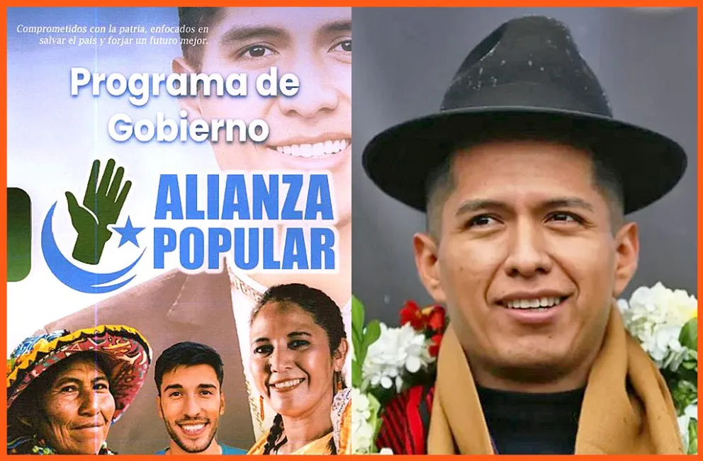 La portada del programa de gobierno de Alianza Popular que postula a Andrónico Rodríguez. Foto: composición