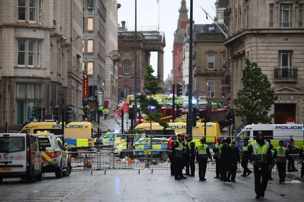 La escena del atropello múltiple en la ciudad de Liverpool (Inglaterra). Foto: EFE