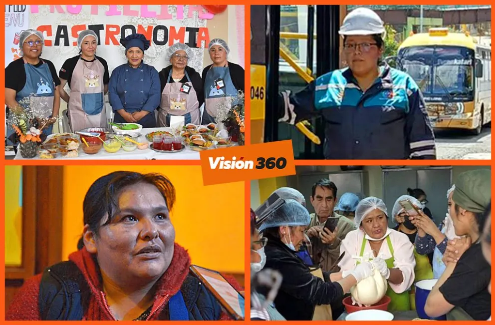 Miguelina, Lizeth, Keyla y Silvia, las cuatro madres que son homenajeadas por sus historias. Fotos: AMUN. Montaje: Visión 360 