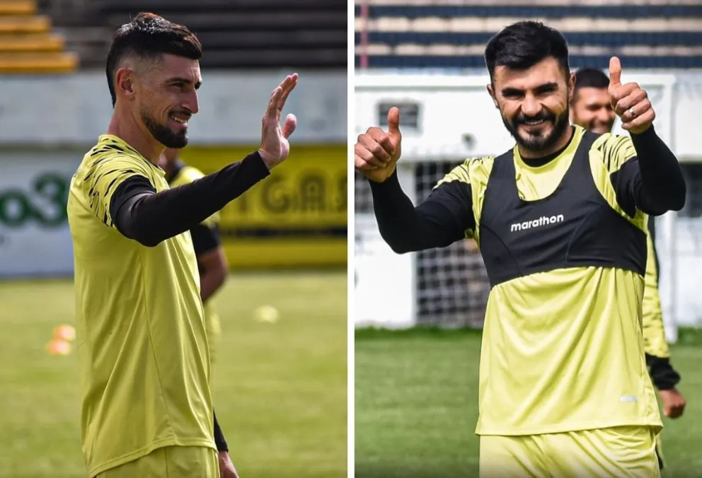 Joel Amoroso (izq.) y Enrique Triverio en entrenamientos pasados en el club. Fotos: club The Strongest