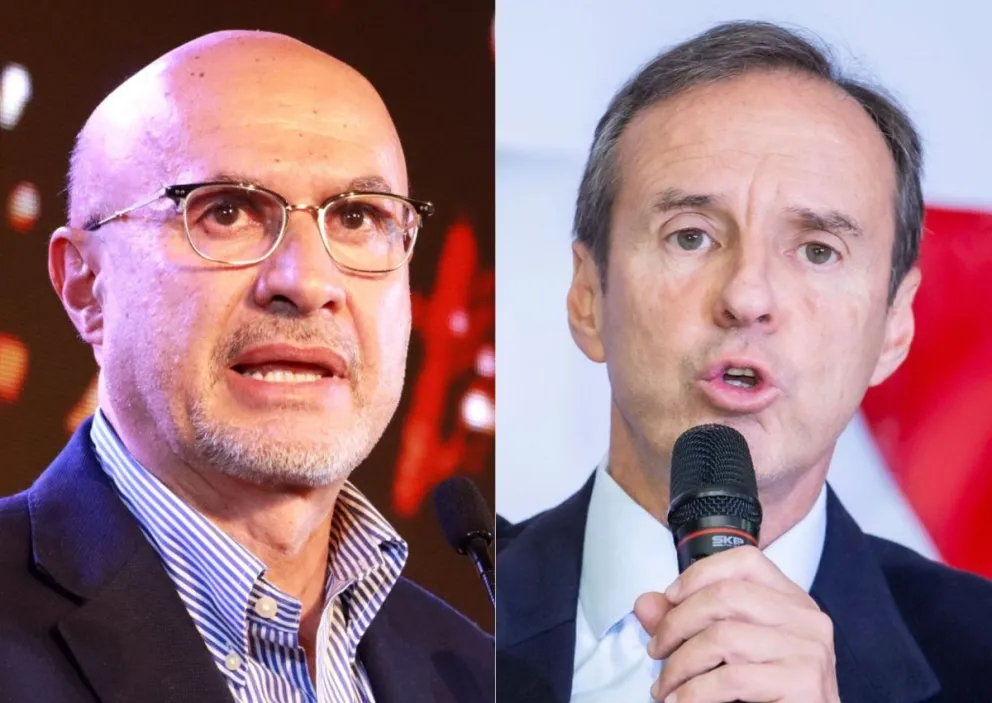 Lupo, candidato a la vicepresidencia por Unidad y Jorge Tuto Quiroga, candidato a la presidencia por Libre. Fotos: RRSS de Quiroga y Samuel Doria Medina. 