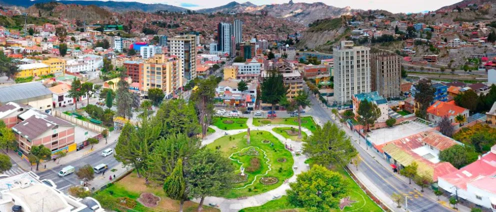 Vista de la plaza de la Loba, de Obrajes. FOTO: Gobierno Municipal de La Paz