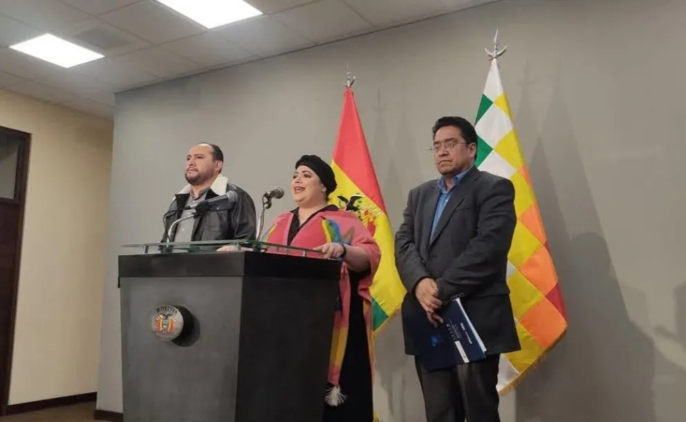 César Siles, ministro de Justicia, en conferencia de prensa. Foto: captura