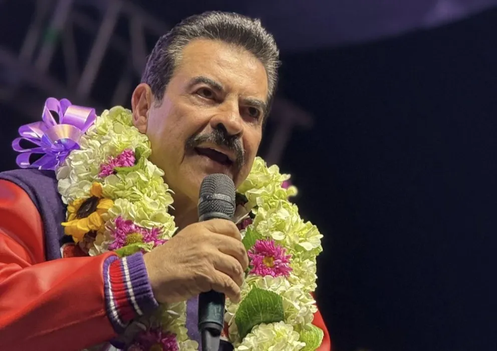 Reyes Villa en una concentración. Foto. RRSS del candidato