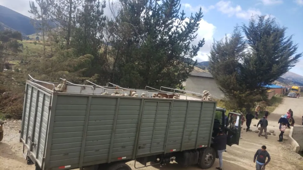 El camión con militares que fue interceptado en Colomi