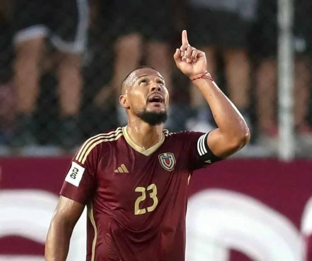 La celebración de Salkomón Rondón, autor del segundo gol de Venezuela. Foto: Conmebol