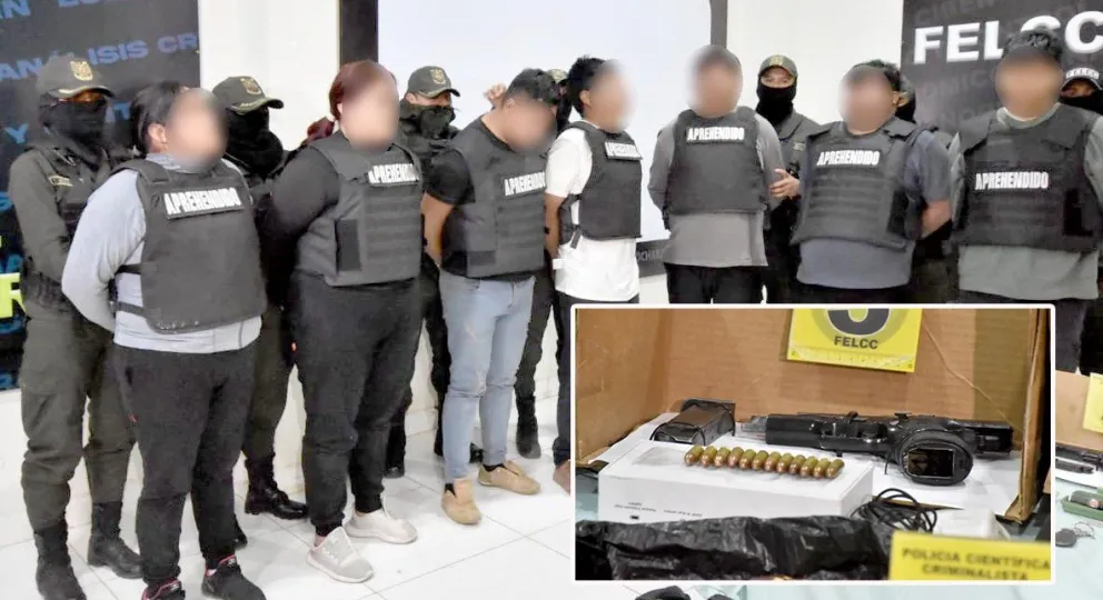 Los siete aprehendidos en Pirque, portaban armas e indumentaria policial. Foto: Opinión