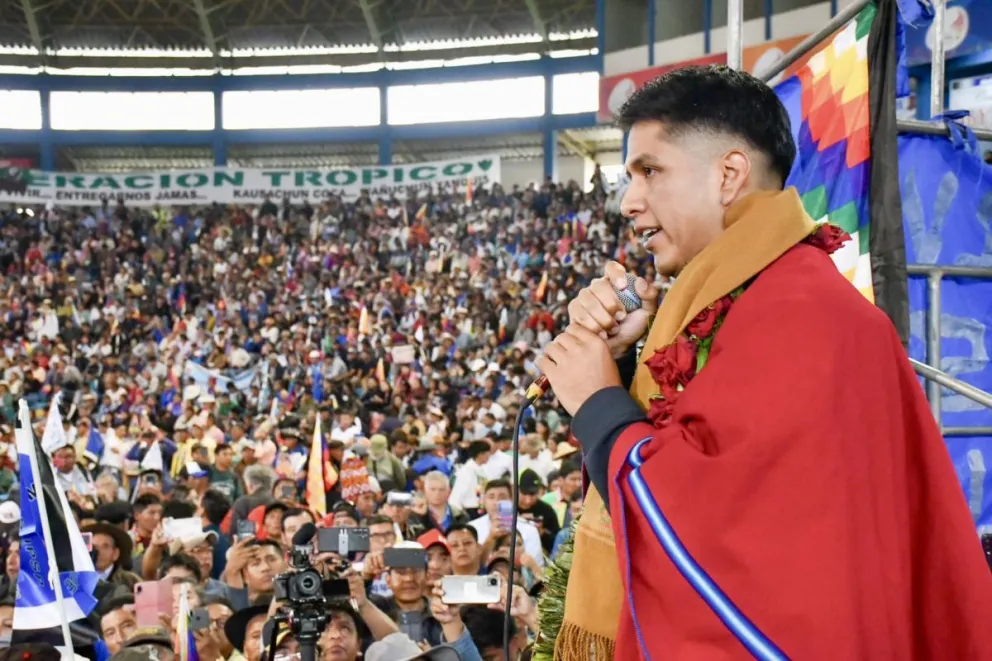Andrónico Rodríguez, durante una concentración, en enero. Foto: RRSS del senador