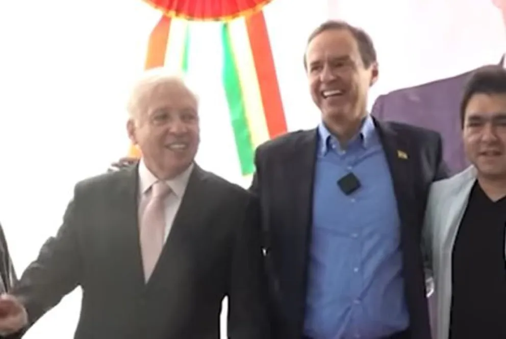 Javier Rojas, secretario Ejecutivo del MNR, y Jorge Quiroga, candidato por la alianza Libre. Foto: captura