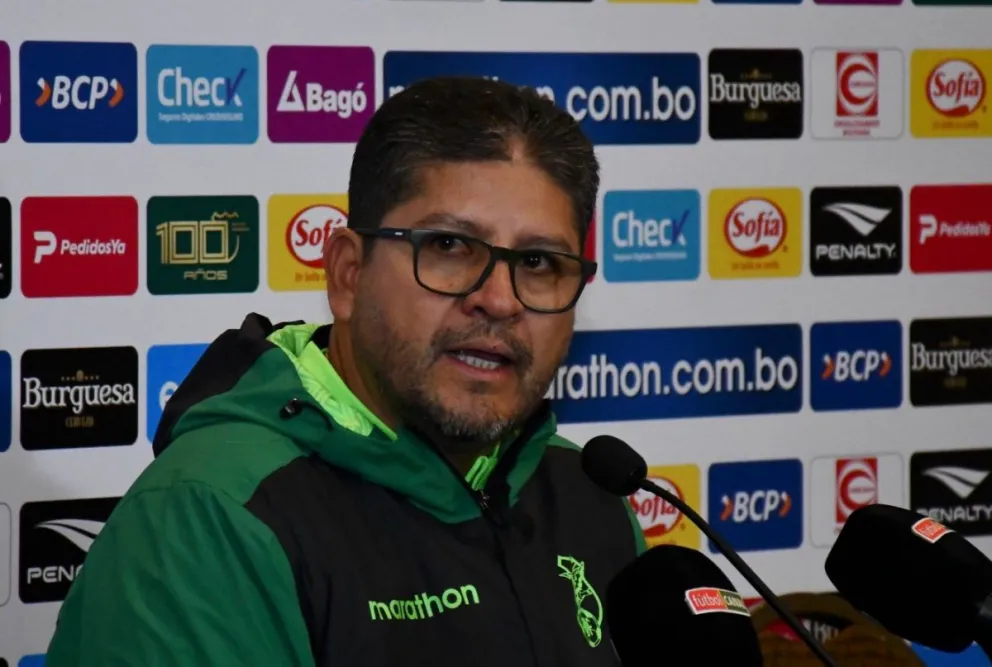 Óscar Villegas, el seleccionador nacional, en la conferencia de prensa que ofreció este lunes. Foto: APG