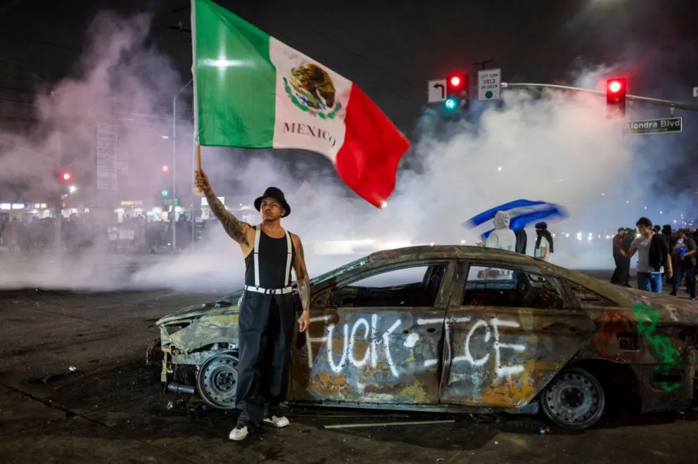 Una imagen de los graves disturbios en Los Ángeles en los últimos días. Foto: RRSS