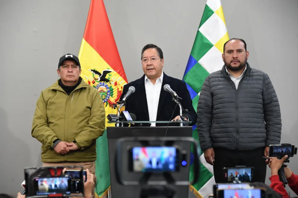 Luis Arce durante su mensaje de este miércoles. Foto: ABI