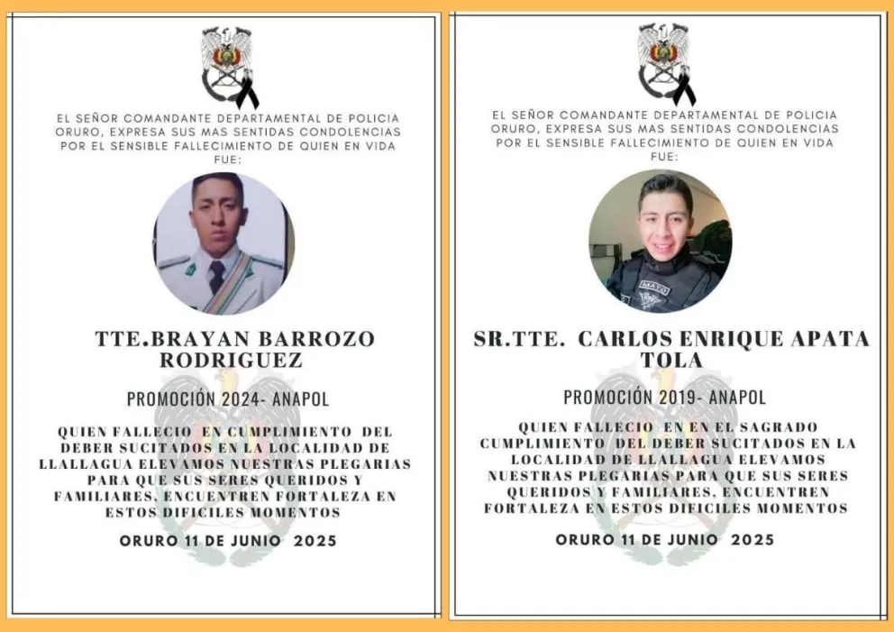 Efectivos policiales que fueron asesinados. Foto: Visión 360