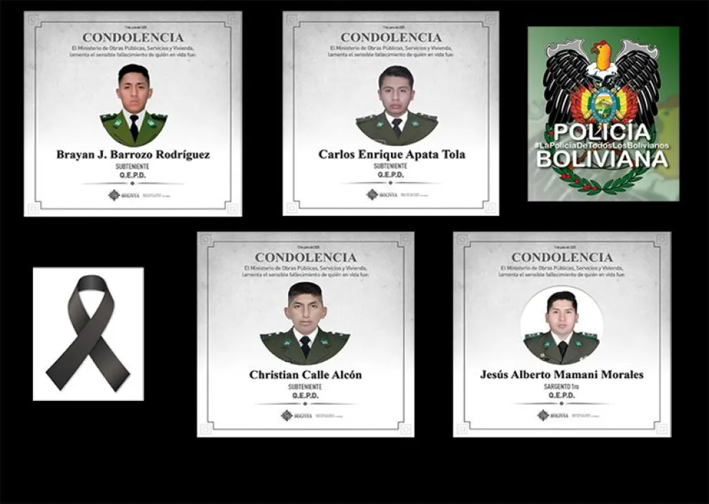 Los cuatro fallecidos de la Policía. 