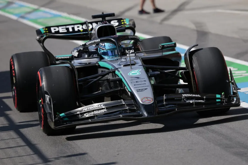 El inglés George Russell en plena carrera en Canadá. Foto: EFE.