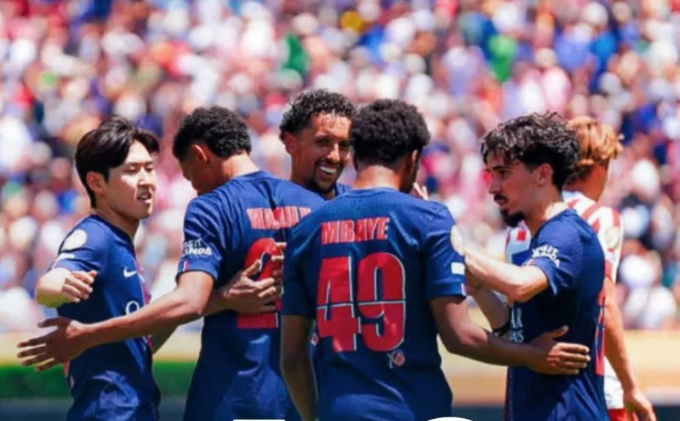 Jugadores del club francés celebran uno de sus tantos. Foto: PSG.