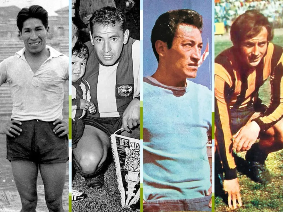 Víctor Ugarte, Rolando Vargas, Ramiro Blacut y Luis Bastida; cuatro figuras del clásico de las primeras dos décadas. Fotos: CJM